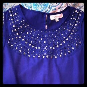 Beautiful blue boutique top with bling